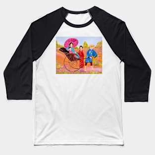 Japanese Rickshaw With Passengers Baseball T-Shirt